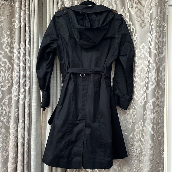 Burberry Black Double Breasted Hooded Trench Coat Size 10 - Picture 15 of 16
